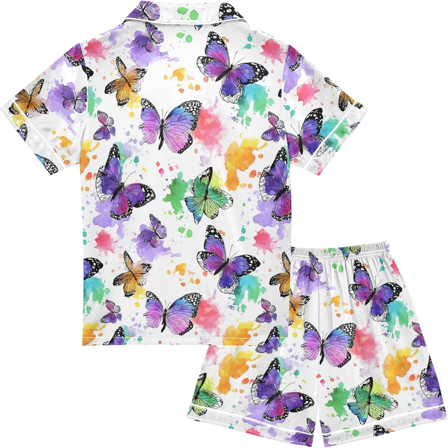 Silk Pajama Sets Short Sleeve Pajamas Soft Sleepwear 2 Piece Pjs Set