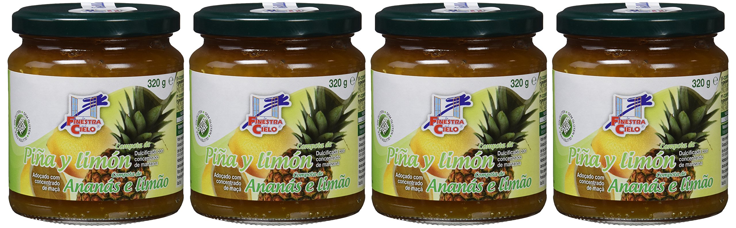 La Finestra Sul Cielo Compota de Piña y Limón - Paquete de 4 x 320 gr - Total: 1280 gr