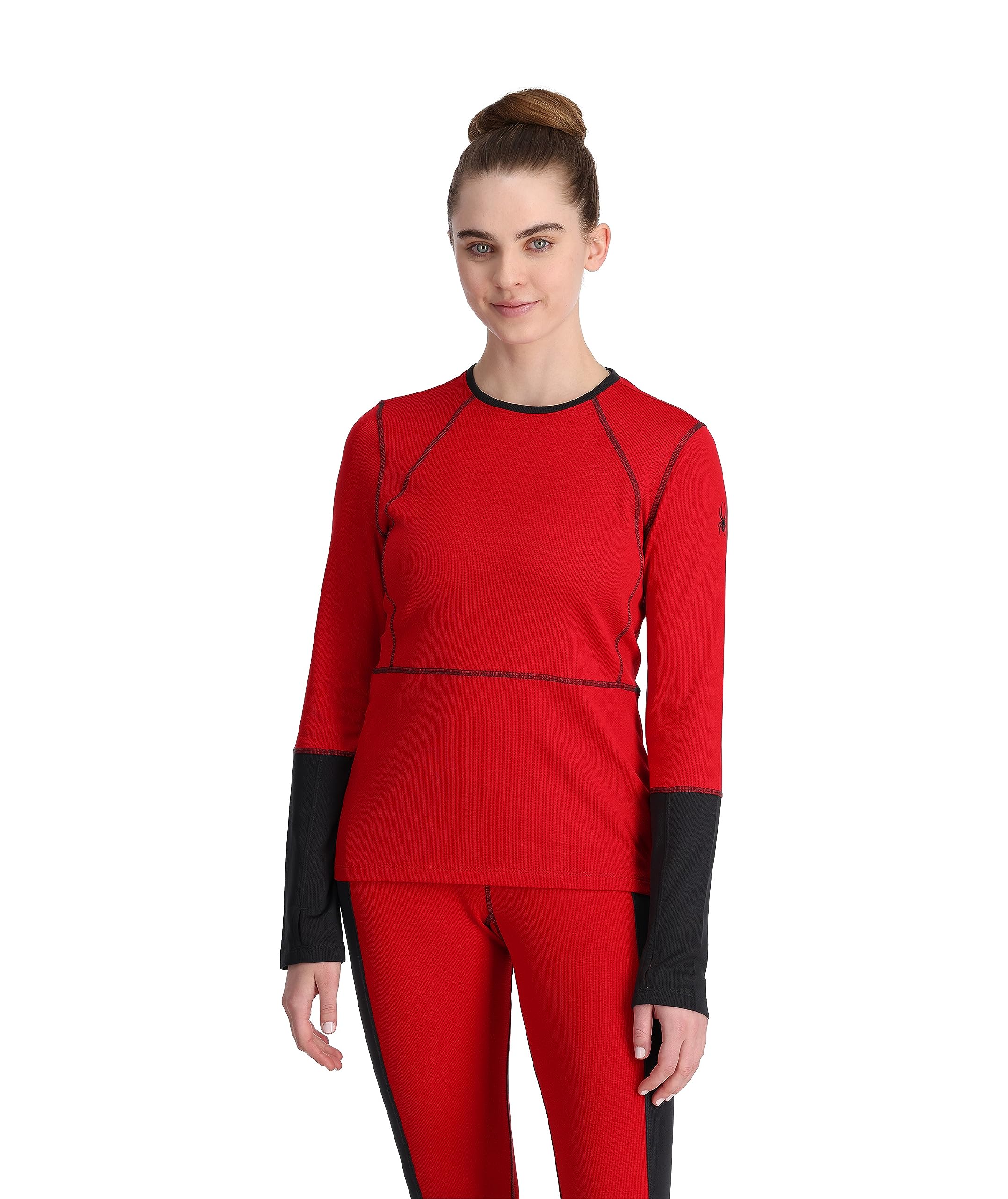 Spyder Women's Standard Charger Crew Baselayer Thermal Ski Top, Pulse