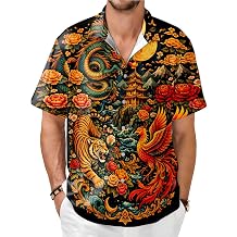 Two Glowing Orbs in a Webbed, Fiery Landscape Mens Hawaiian Shirt Short Sleeve Button Down Shirts Summer Beach Shirts