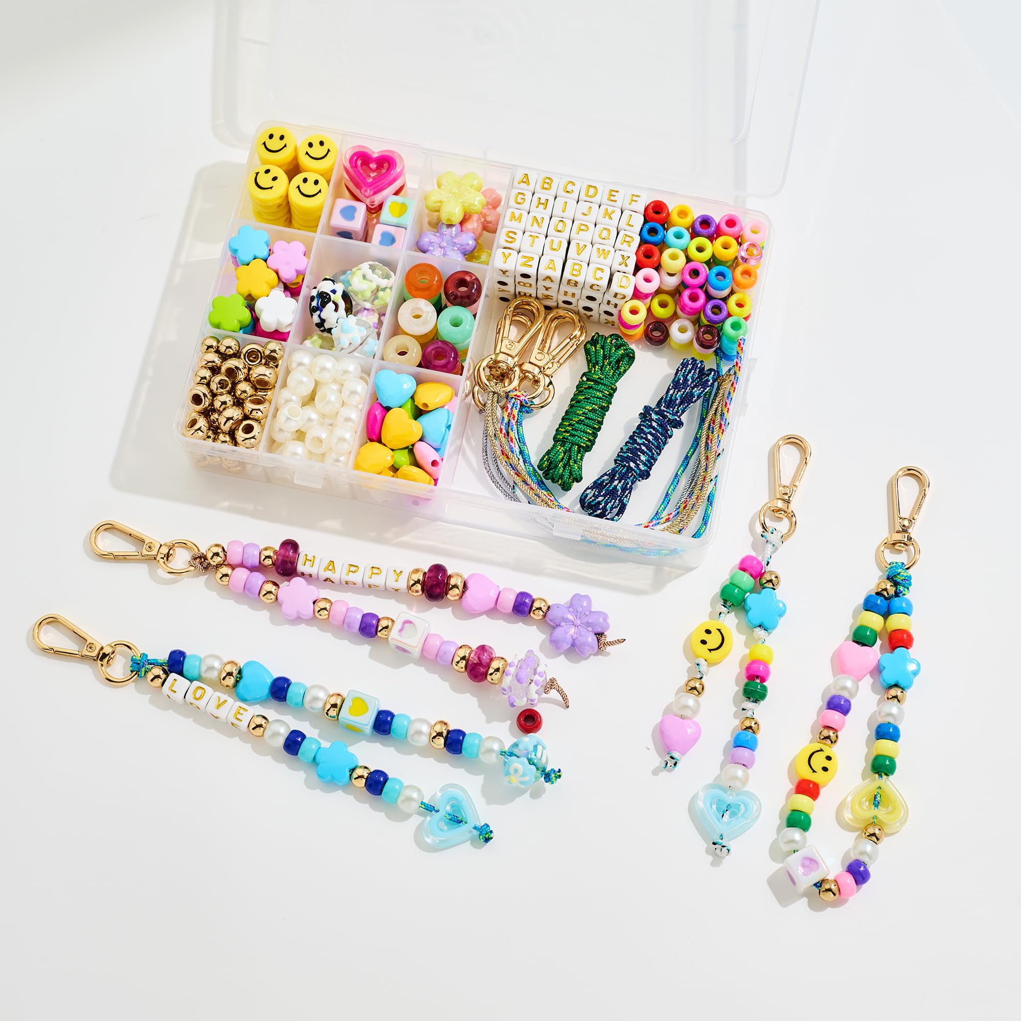 WOWORAMA 420Pcs DIY Keychain Making Kit for Women Colorful Letter Beads Key Chain Making Crafts DIY Keyring Supplies Customizable Beads Bag Charms Accessories