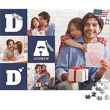UPMALL Custom Jigsaw Puzzle from Photos - 1000 Piece Wooden Adult Custom Puzzles with Name, Personalized, Customizable Family Puzzles Dad Gifts from Wife Daughter Son