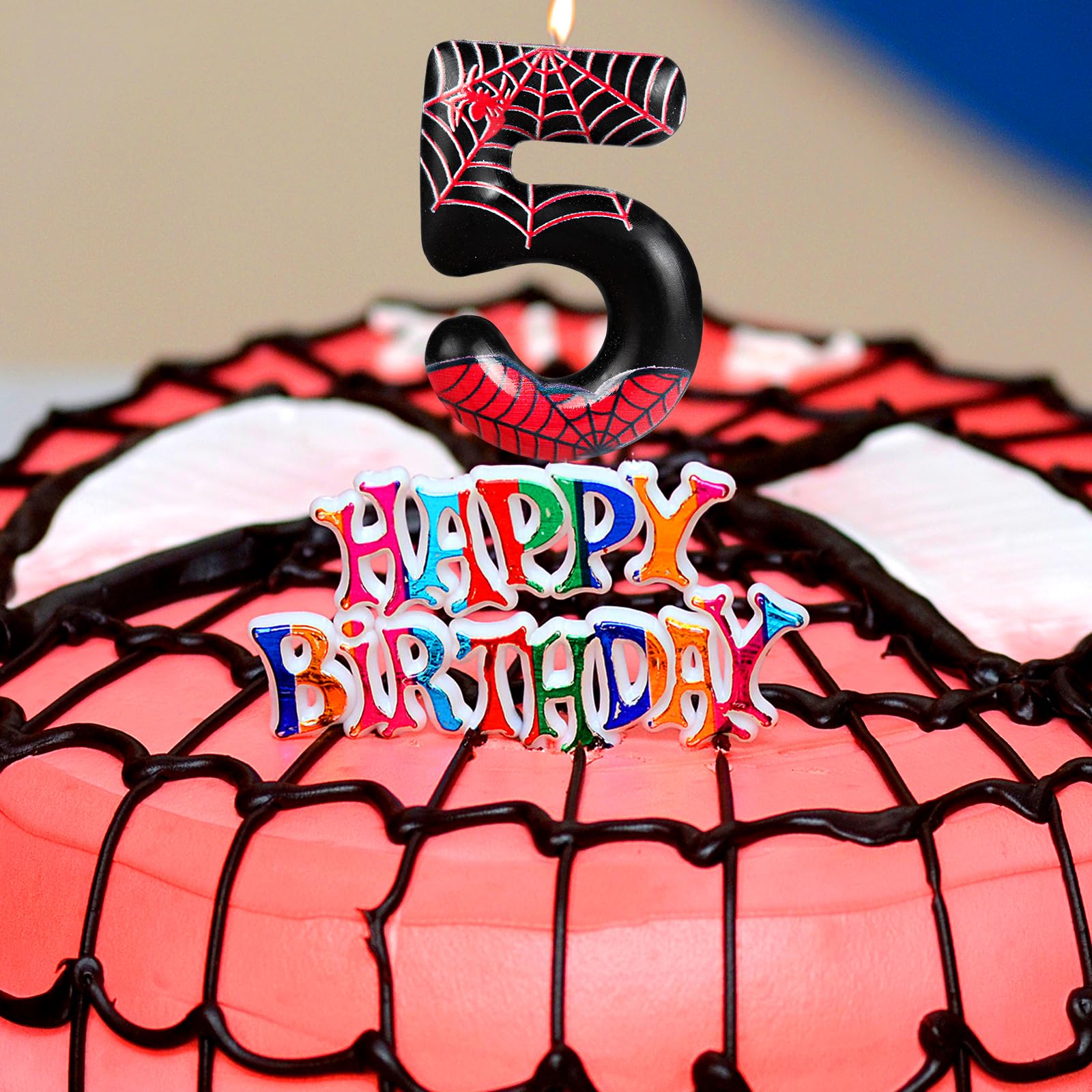 Spider Theme Number 4 Birthday Candle - Cartoon Cake Decor For Kids Parties