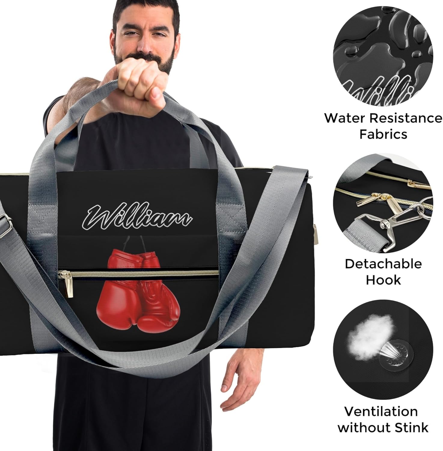 Personalized Duffel bag, Custom Small Gym Bag for Men Women, Gloves Sports Workout Travel Bag with Shoes Compartment, Weekender Bag, Sleepover Bag