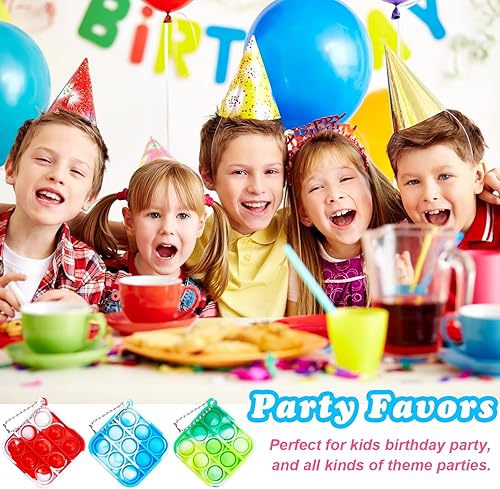 Miniatura 3 de Paquete de 100 llaveros con burbujas para presionar, juguetes sensoriales para niños, antiansiedad, alivio del estrés para adultos, premios de aula,
