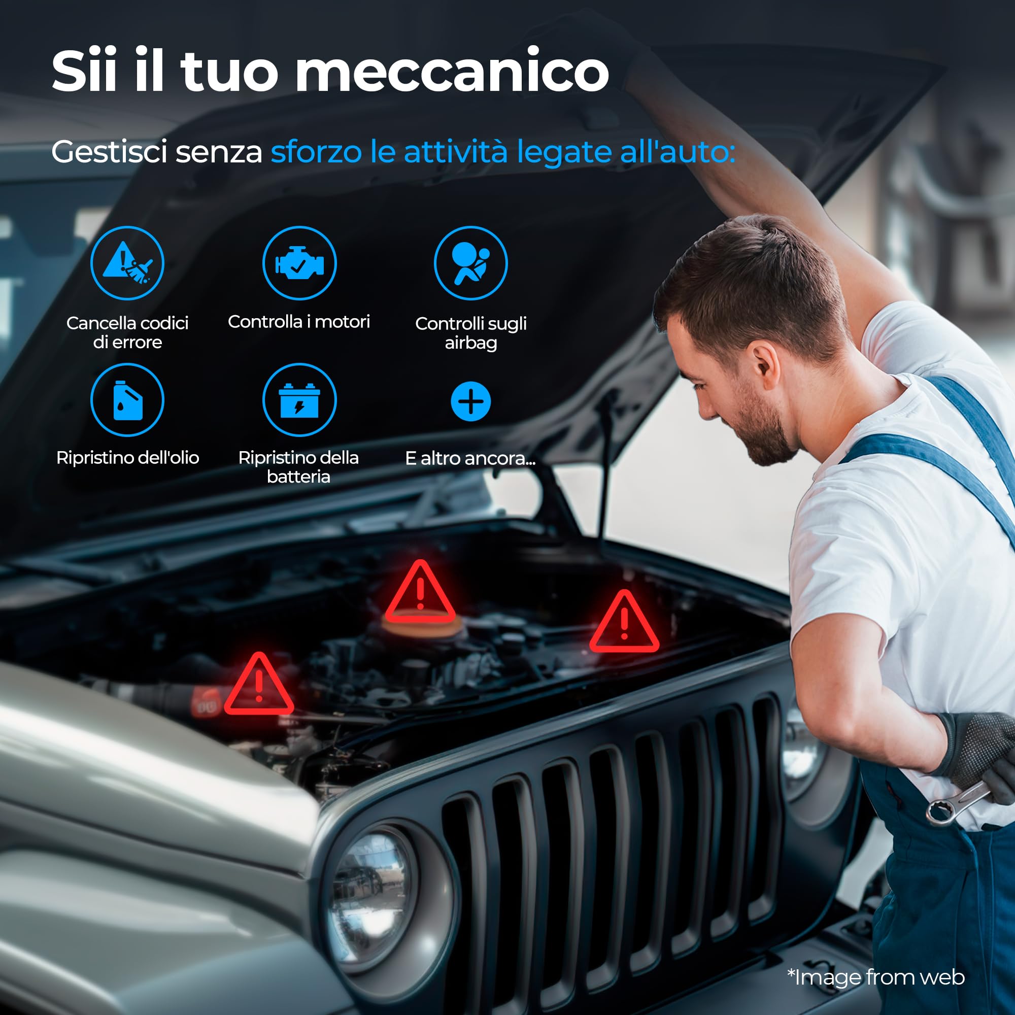 TOPDON Topscan OBD Diagnosi Auto Bluetooth, Wireless OBDII Strumento Diagnostico Tutti i Sistemi, Controllo Motore Lettore Codice Auto, Test di Prestazioni del Veicolo per iPhone & Android