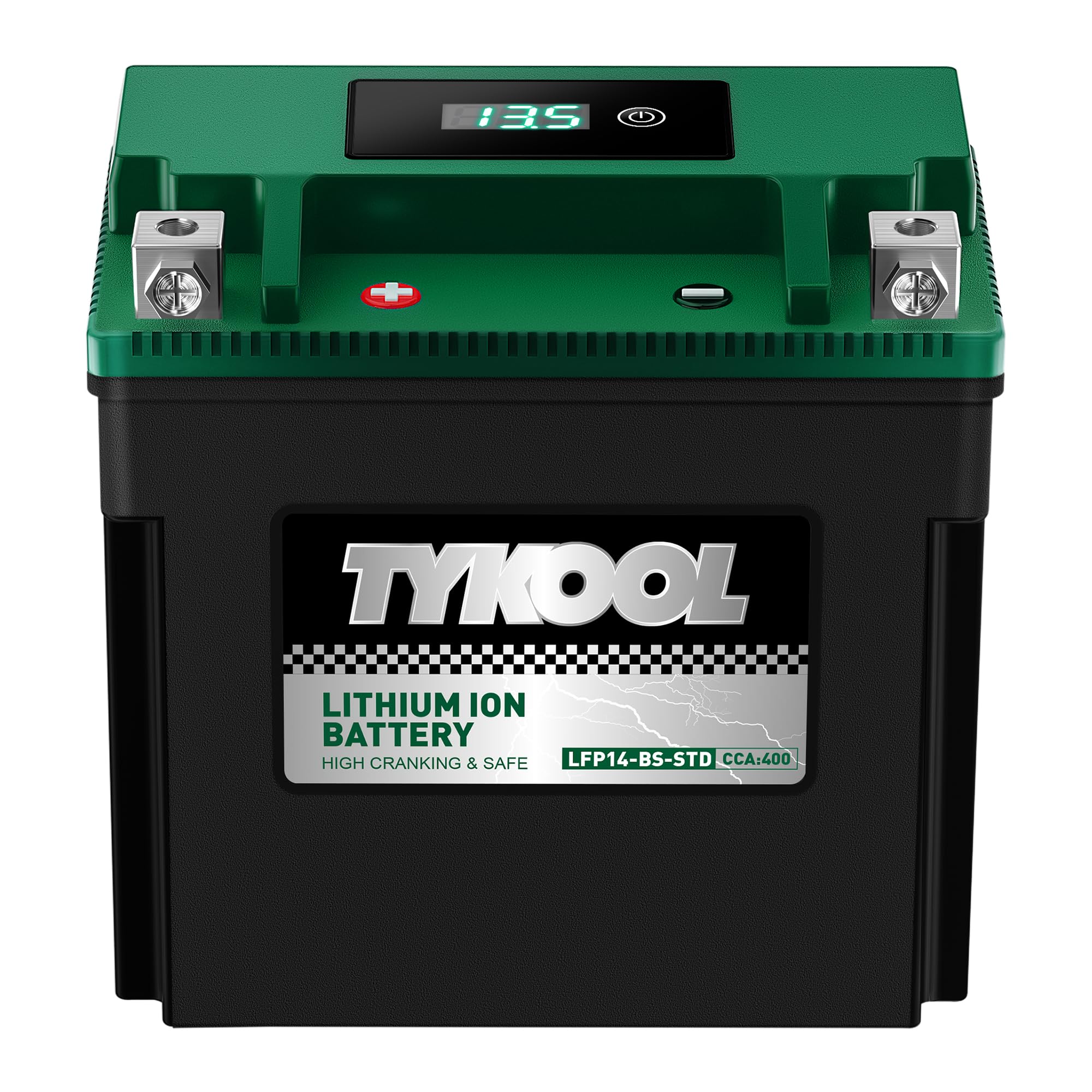 TYKOOL YTX14-BS-STD 400CCA,Lithium LiFePO4 Motorcycle Battery,12.8V,Built in BMS,Powersports Battery,for ATV,UTV,Jet Ski,Snowmobile,Quad,Riding Lawn Mower,Tractor,Polaris Battery