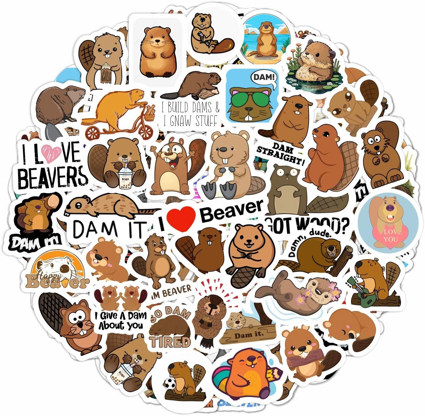 BulbaCraft Beaver Stickers for Water Bottle and Laptop - Nature Party Supplies & Decorations, Waterproof Vinyl Animal Decals, Cute Beaver Stickers Laptop Decals, Gifts for Women & Men