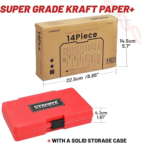 Miniatura 4 de Juego de 14 extractores de tornillos en espiral con punta de carburo de tungsteno - 65424341 HSS acero cobalto mano izquierda juego de brocas -