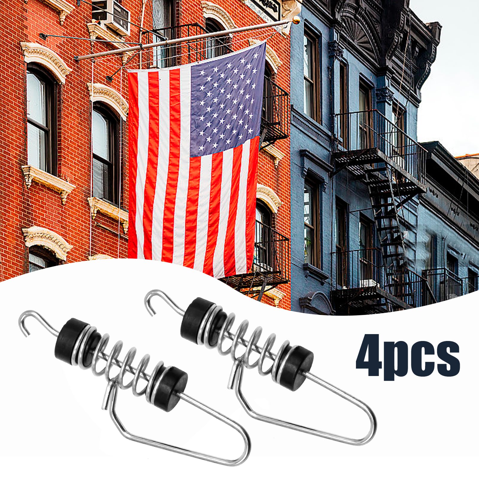 LIDSCURA Fishing Flag Clips Boat Flag Stainless Steel Marine Boat Flag Clips for Halyards Outrigger Lines Antennas Stern Lights Flagpole Rope