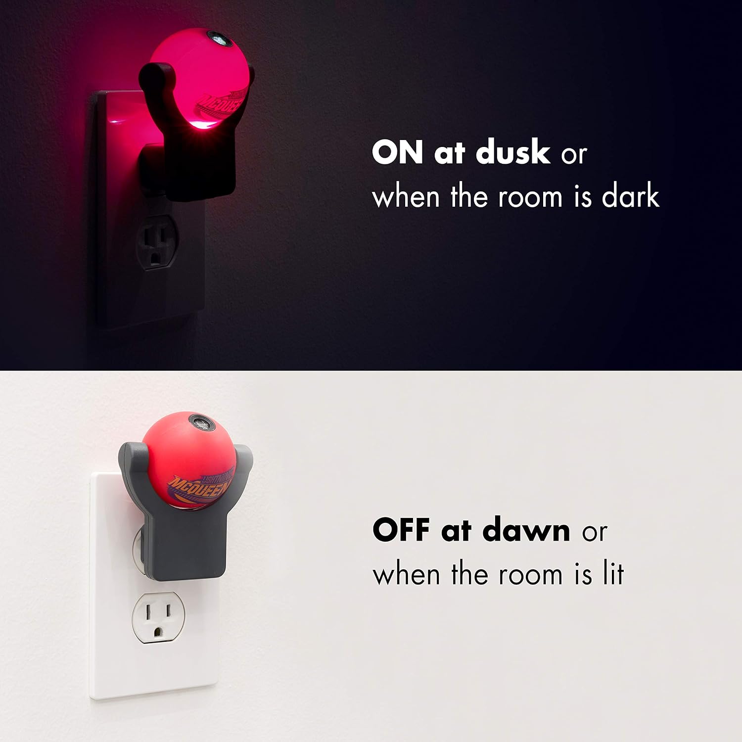 Projectables LED Night Light, Plug-in, Dusk-to-Dawn, for Kids, Lightning McQueen and Dinoco Cruz Ramirez on Ceiling, Wall, or Floor, Ideal for Bedroom, Bathroom, Nursery, 11742, Cars | 1-Image