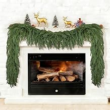 Realistic Norfolk Pine Garland Christmas Decorations, SAREAL 9ft Artificial Faux Greenery Garland for Christmas Festive Holiday Decor