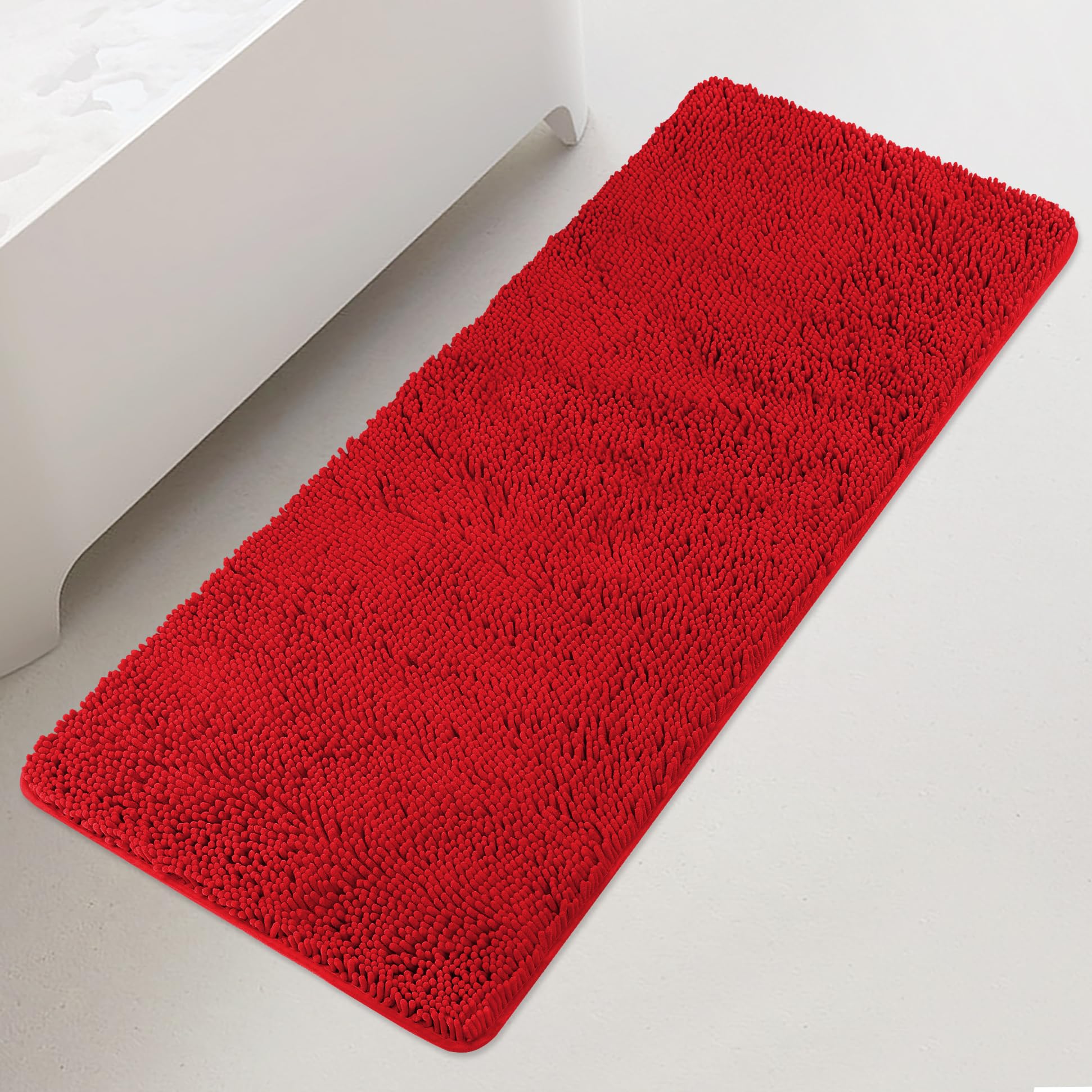 Yeaban Chenille Red Bathroom Runner Rug 24"x60"