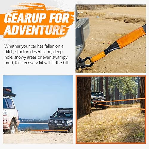 Miniatura 7 de BUNKER INDUST Kit de recuperación de correa de remolque resistente, correa de enganche de 3 pulgadas x 30 pies, 30,000 libras + receptor de enganche