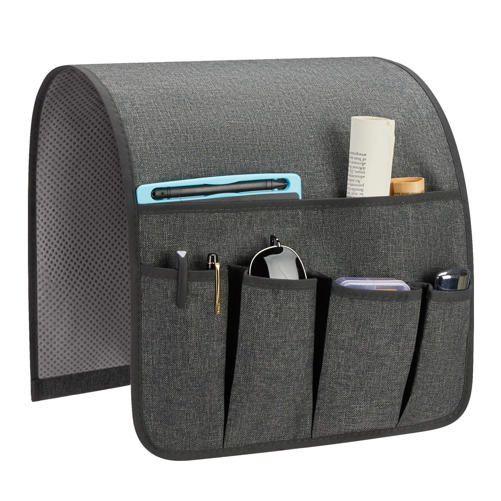 SYSOV Sofa Armrest Organizer, Remote Control Holder for Recliner Couch, Arm Chair Caddy with 5 Pockets for Magazine, Tablet, Phone, iPad