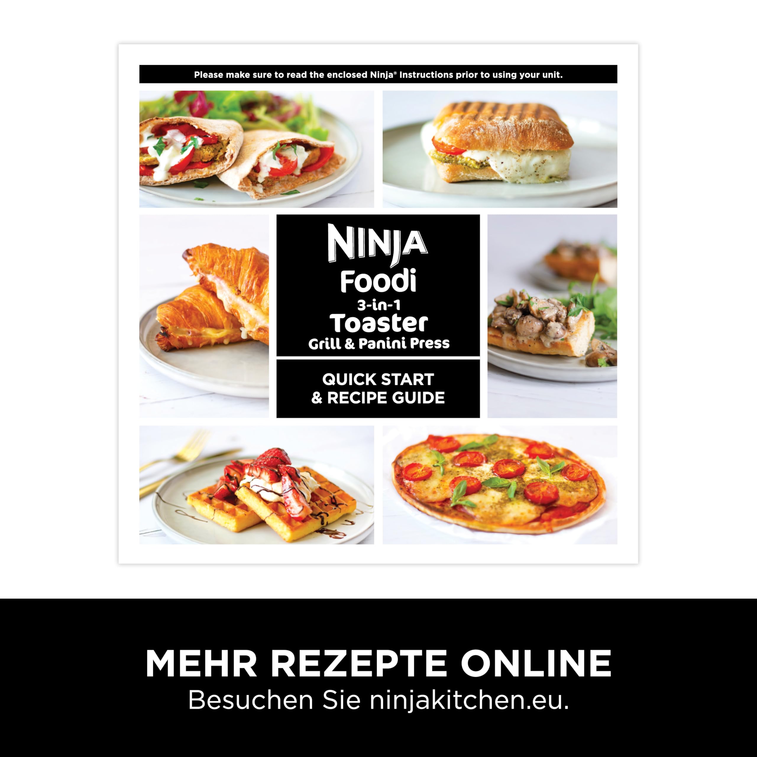 Ninja Foodi 3-in-1 Toaster, Elektrogrill mit Deckel, Panini-Presse mit Flip-Design, 7 Kochfunktionen, 7 Toastlinien, Backblech und Krümelschale, Edelstahl, ST202EU