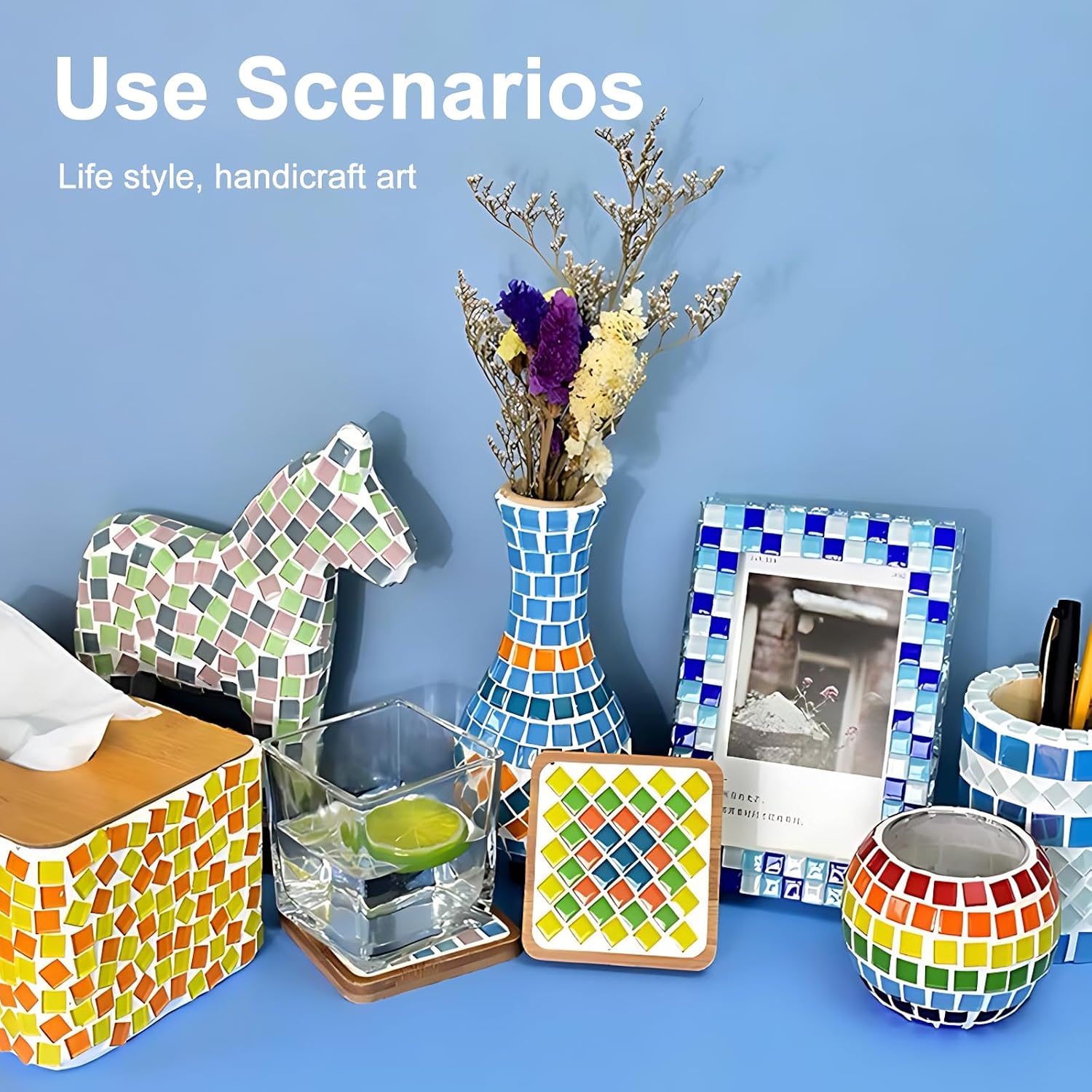 Glow in The Dark Mosaic Tiles,Mosaic Tiles for Crafts,Irregular Mosaic Glass Pieces,for Adults Handmade Crystal Craft,Coasters,Home Decor DIY Art Project,0.88 Pound(Mixed Color Series)