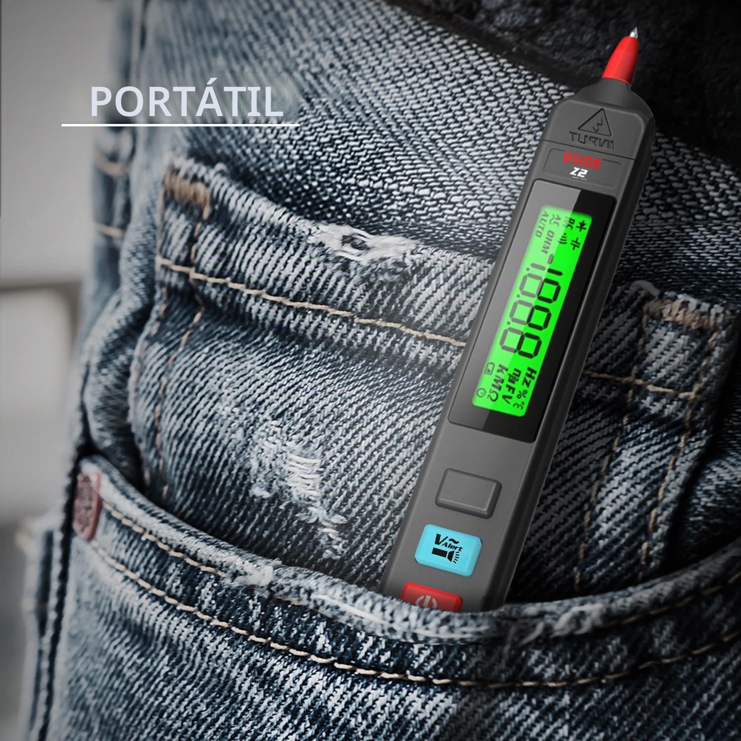BSIDE Z2 Detector de Electricidad Sin Contacto Bolígrafo Probador de Voltaje AC 12-300V con Zumbador y Alarma Visual Medidor de Fugas Electricas Unipolar con Linterna y Batería para Casa