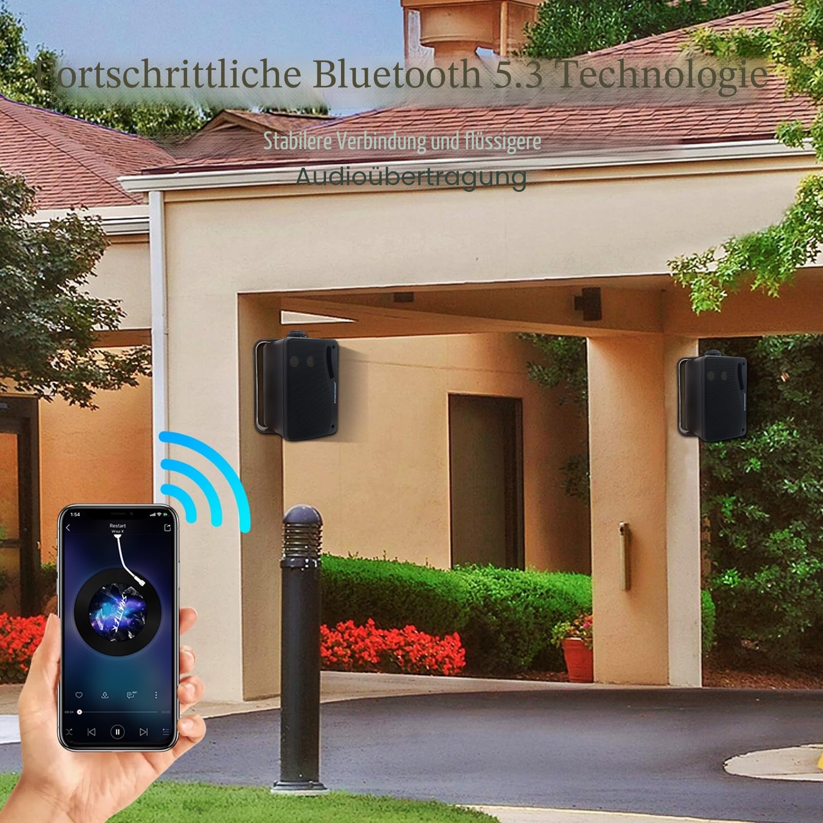 STUDIOFINIX Kabelgebundene Outdoor-Bluetooth-Lautsprecher -3,5 Zoll Paar 3-Wege 200W, Wandhalterung wasserdicht Marine-Lautsprecher, Heavy Duty Grill, geeignet für Haus, Boot, Terrasse（Schwarz）