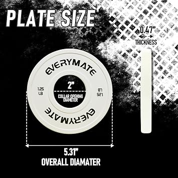 EVERYMATE Change Weight Plates 1.25LB 2.5LB 5LB Set Fractional Plate Olympic Bumper Plates for Cross Training Bumper Weight Plates Steel Insert Strength Training Weight Plates