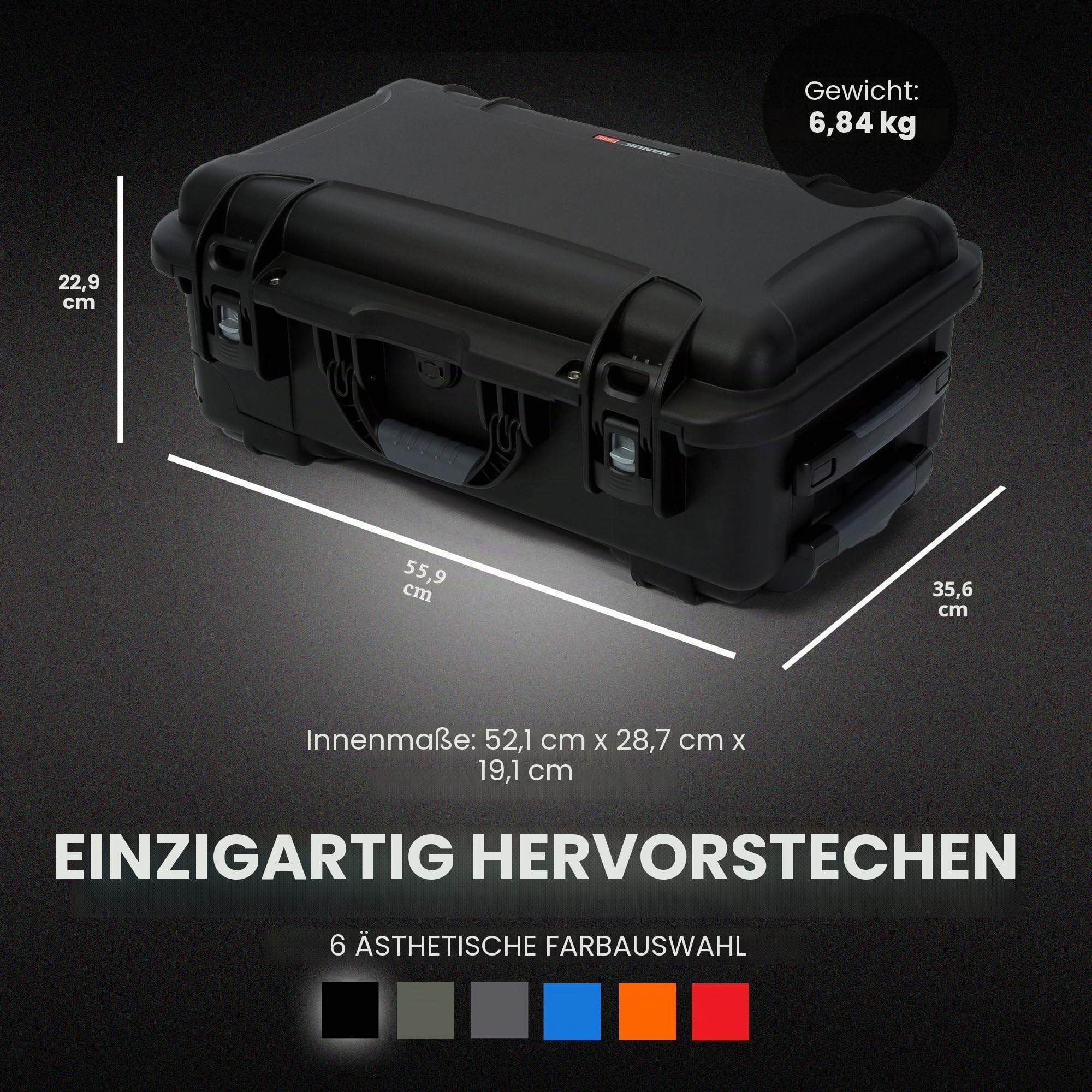 NANUK 935 – Leichter, wasserdichter Schutzkoffer aus NK-7-Kunststoff mit individuell anpassbarem Schaumstoff-Einsatz und Deckel-Organizer (25,1 cm x 40,9 cm x 25,7 cm) (Schwarz)
