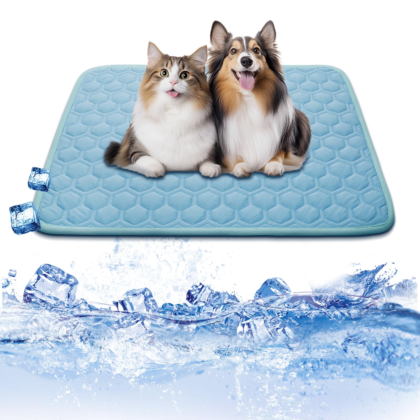 Upgraded Self-Cooling Mat for Dogs & Cats - Thicken, Washable, Non-Toxic, Foldable & Non-Slip Dog Cooling mat Pet Cooling Pad for Indoor, Outdoor, Car