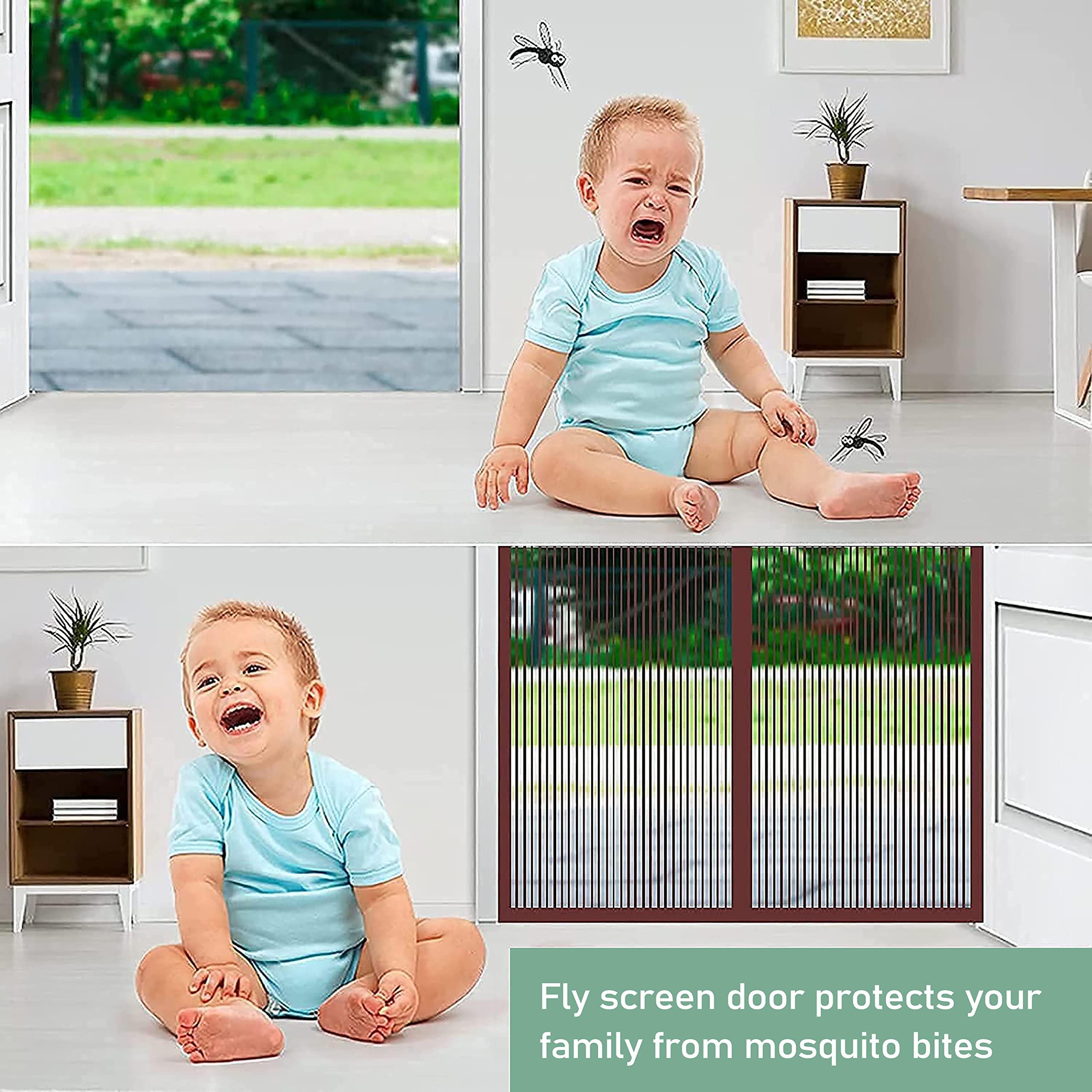 Fly Screens For Doors Plastic 110 X 209 Cm Heavy Duty Pets Proof Screen Door Powerful Magnets