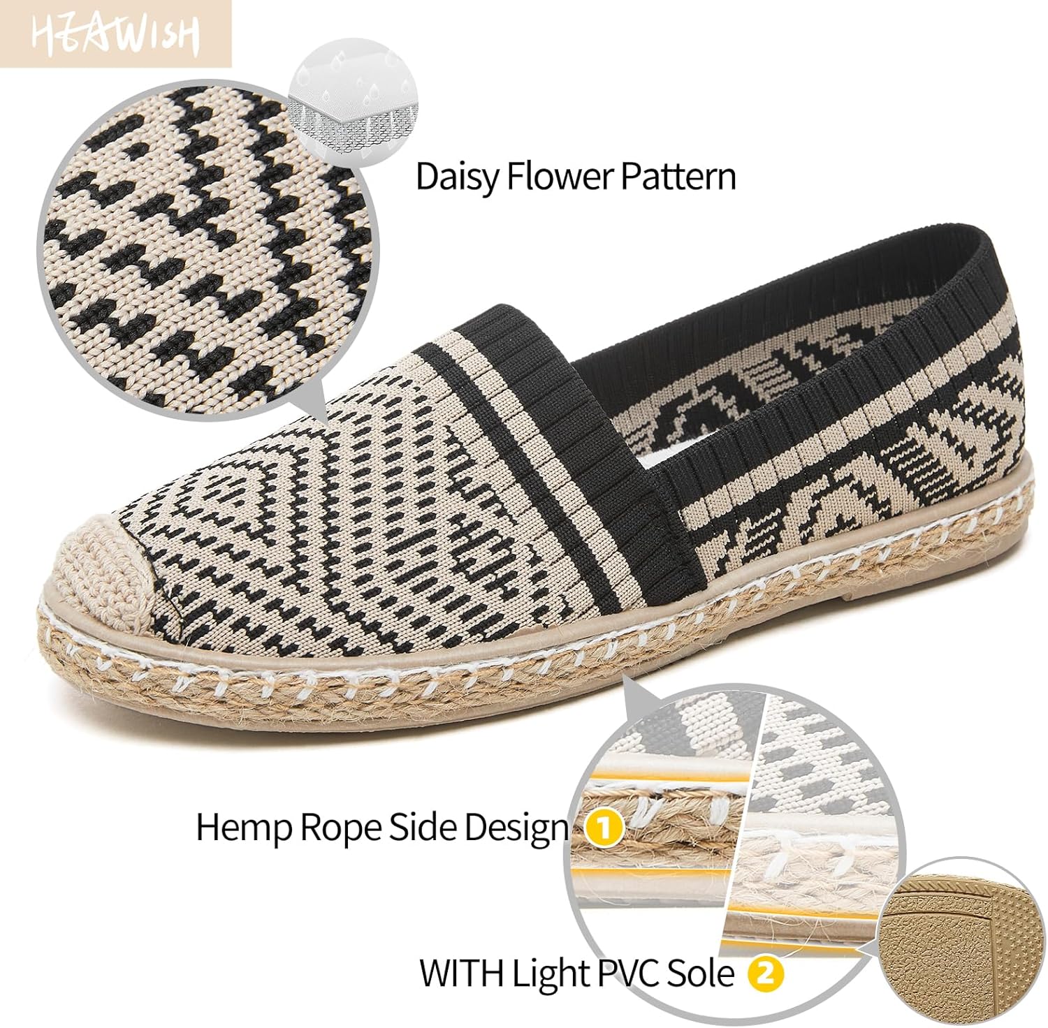 HEAWISH Ballet Flats for Women Loafer Slip on Shoes,Breathable Womens Shoes Dressy Casual Espadrilles for Women Rope Loafer Flats - Image 4