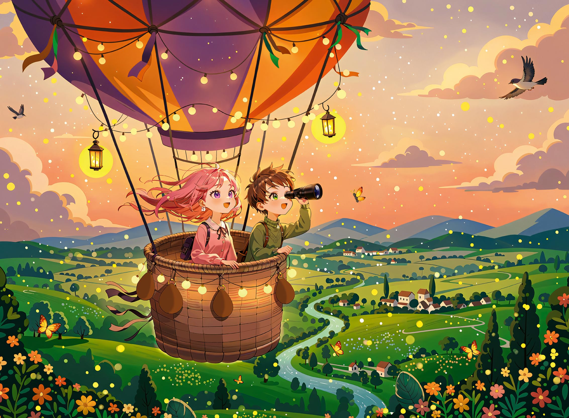 Ravensburger Cozy Sunset Sky Ride 300 Piece XXL Jigsaw Puzzle for Kids Age 9+ & Adults – Colourful Hot Air Balloon Fantasy Puzzle with Extra Large Pieces – Family Puzzle Gift