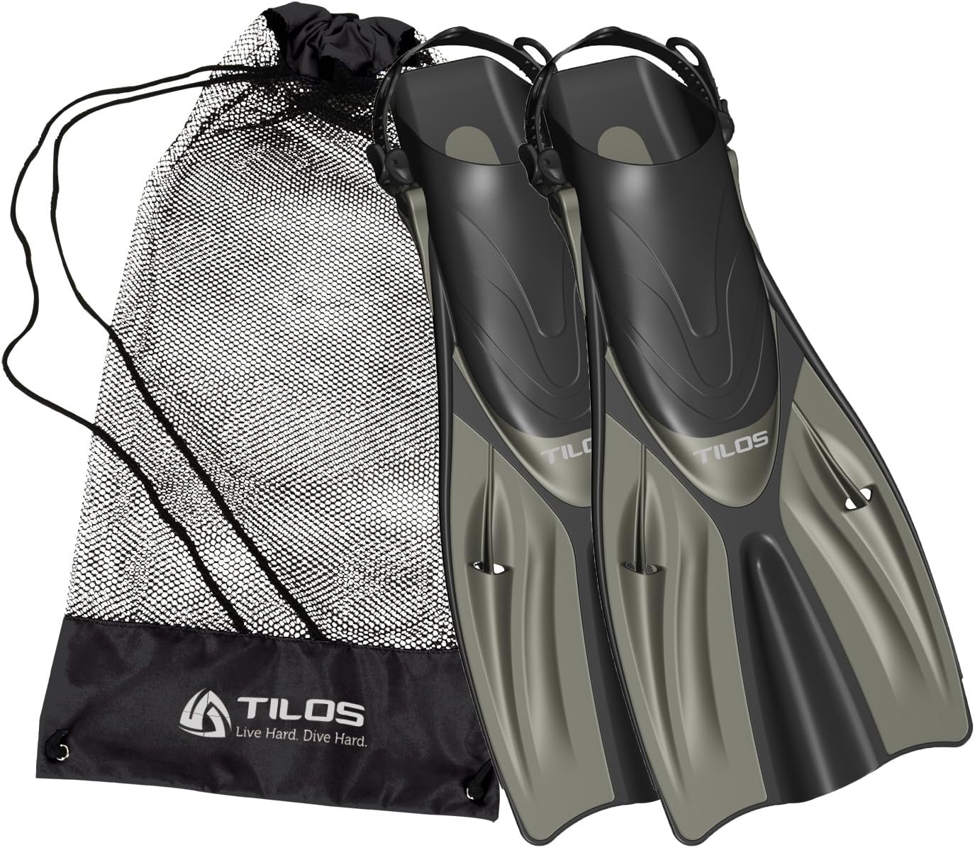 Tilos Getaway Large Open Heel Snorkeling Fins - Travel-Friendly, Adjustable Flippers for Wide Feet