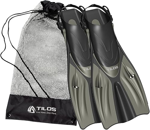 Miniatura 13 de Tilos Getaway - Aletas grandes de esnórquel de tacón abierto, aptas para viajes, aletas ajustables para pies anchos Rojo -,Negro