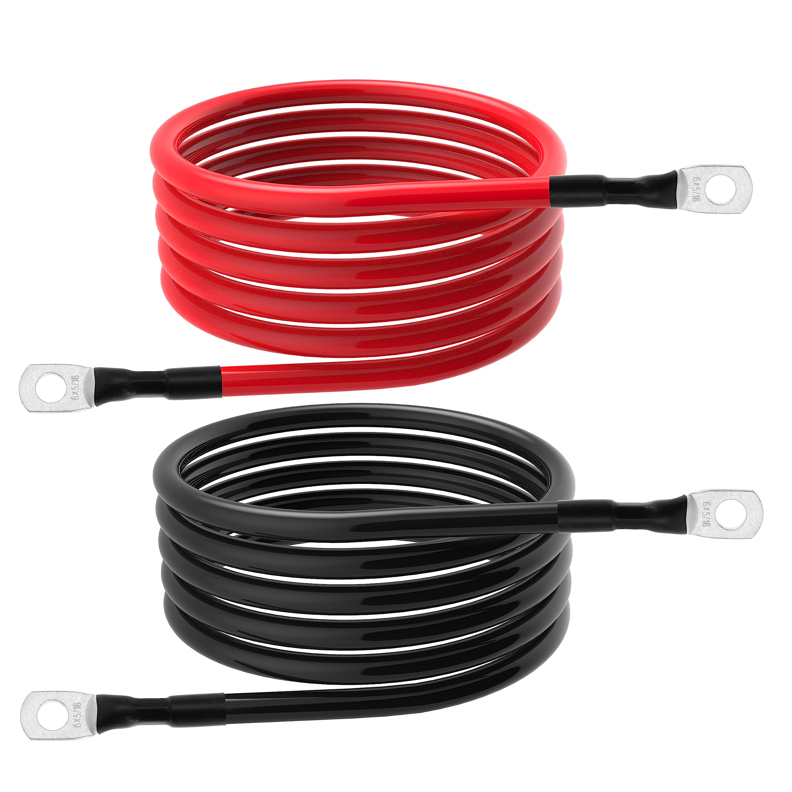 Cavo per batteria da 6 AWG, calibro 6 AWG, cavi inverter per batteria per auto, barche, camper, auto e moto (6 AWG, 1,5 m, 0,8 cm)