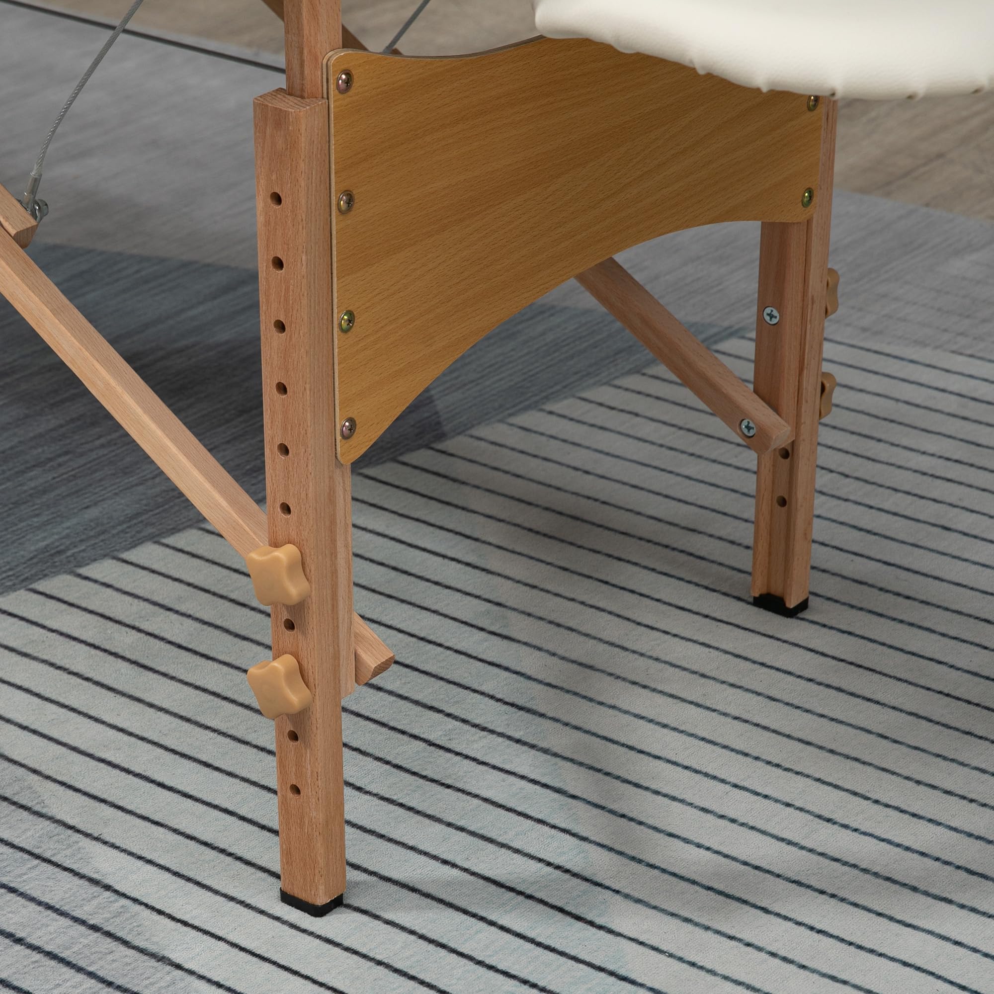 HOMCOM Lit/Table de Massage cosmetique Pliable en Bois 2 Zones crème