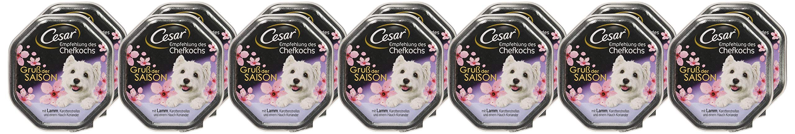 Cesar Nourriture Humide pour Chien - Terrine de Jardin avec Agneau, Carottes et coriandre en gelée - 14 Bols (14 x 150 g)