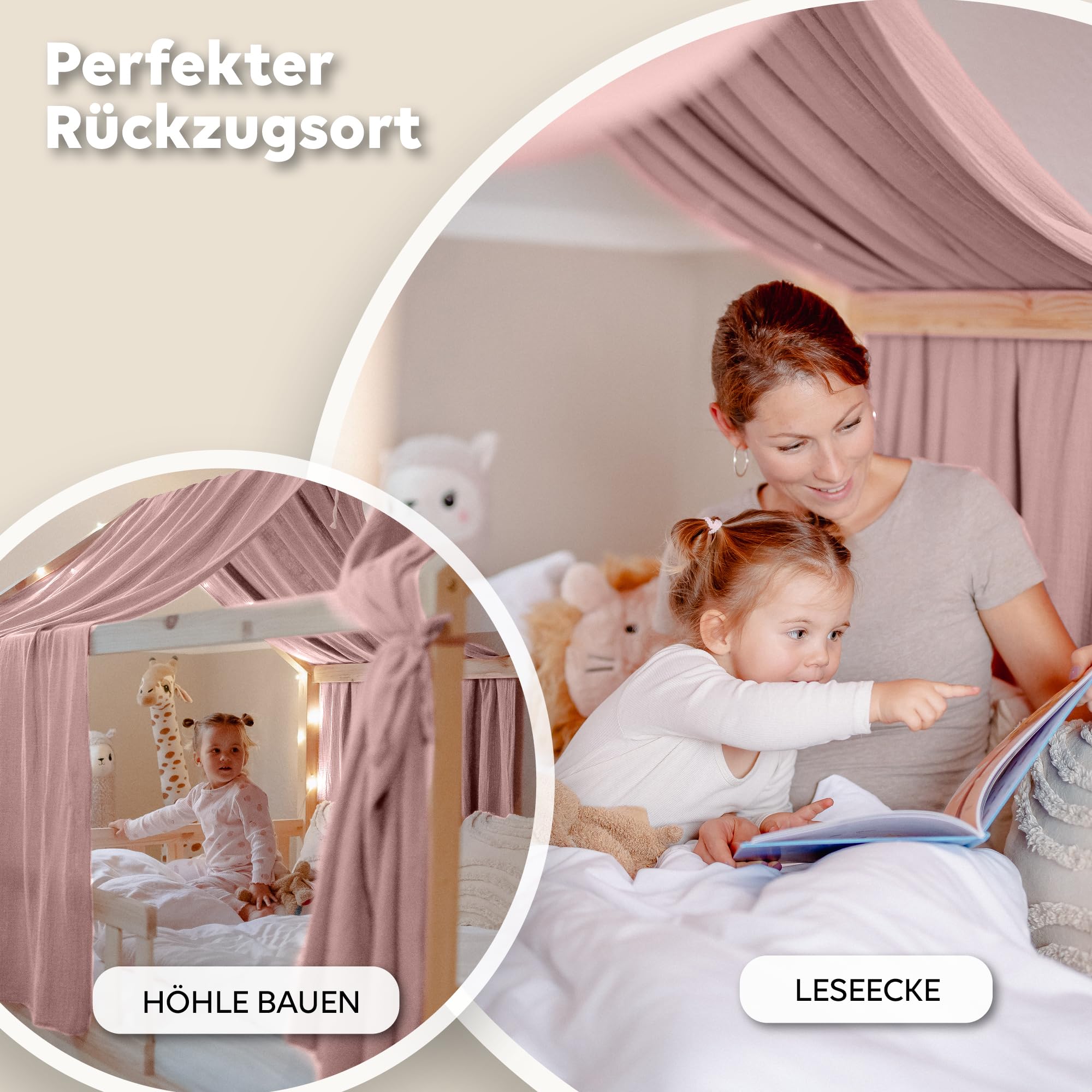 lilimaus Hemelbedgordijn voor huisvormig bed, 100% katoen, handgemaakt, decoratief, voor kinderen, meisjes en jongens, wit lilimaus Hemelbedgordijn voor huisvormig bed, 100% katoen, handgemaakt, decoratief, voor kinderen, meisjes en jongens, wit