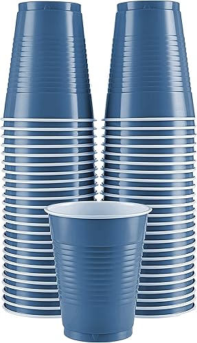 Amcrate Vasos desechables, color azul pastel de 18 onzas, vasos de plástico para fiestas, fuertes y resistentes para bodas, Navidad, Halloween,