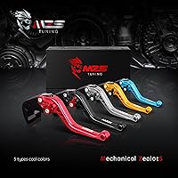 Vista 7 de MZS Palancas de freno y embrague de motocicleta rojas cortas ajustables CNC compatibles con GSF650 / GSX650F / DL1000 V-Strom / SV1000 SV1000S