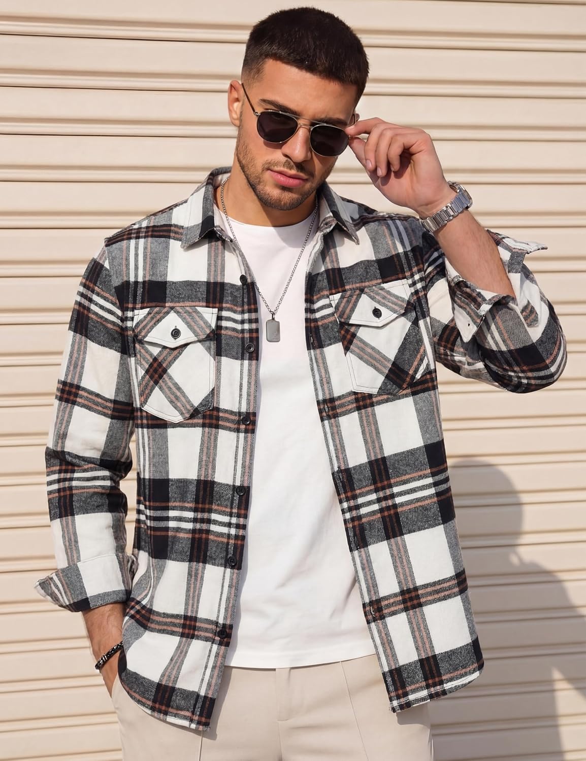 TACVASEN Men's Flannel Shirts Casual Button Down Long Sleeve Plaid Shirt image 3