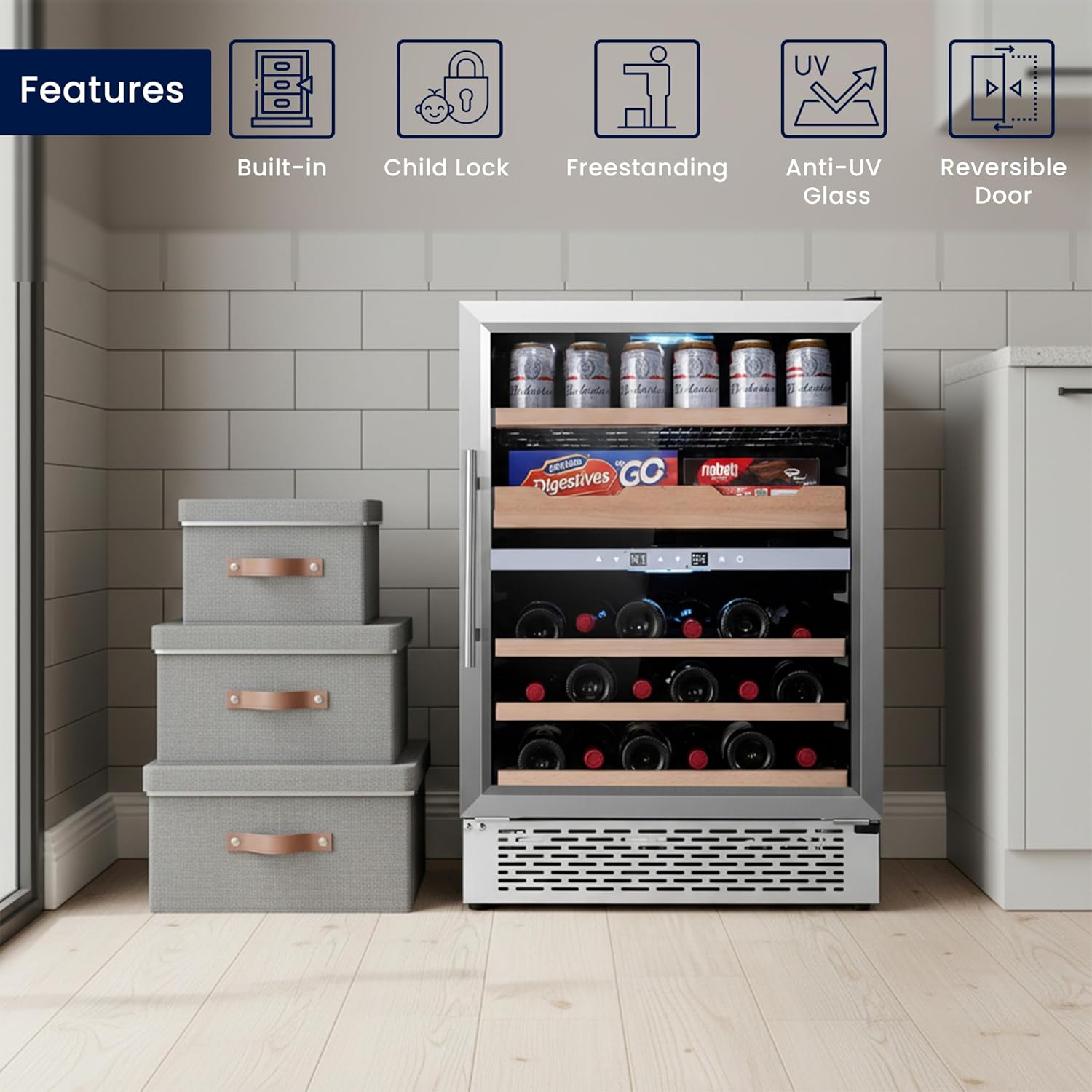 Equator LUXURY HYBRID DUAL ZONE GOURMET CENTER 43 Bottles+Cans+Fine Foods 110V