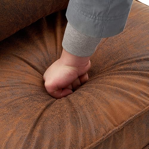 Miniatura 3 de Bonnlo Silla decorativa moderna de microfibra rústica de mediados de siglo, sillones acolchados de madera Soild, sillas laterales para sala de