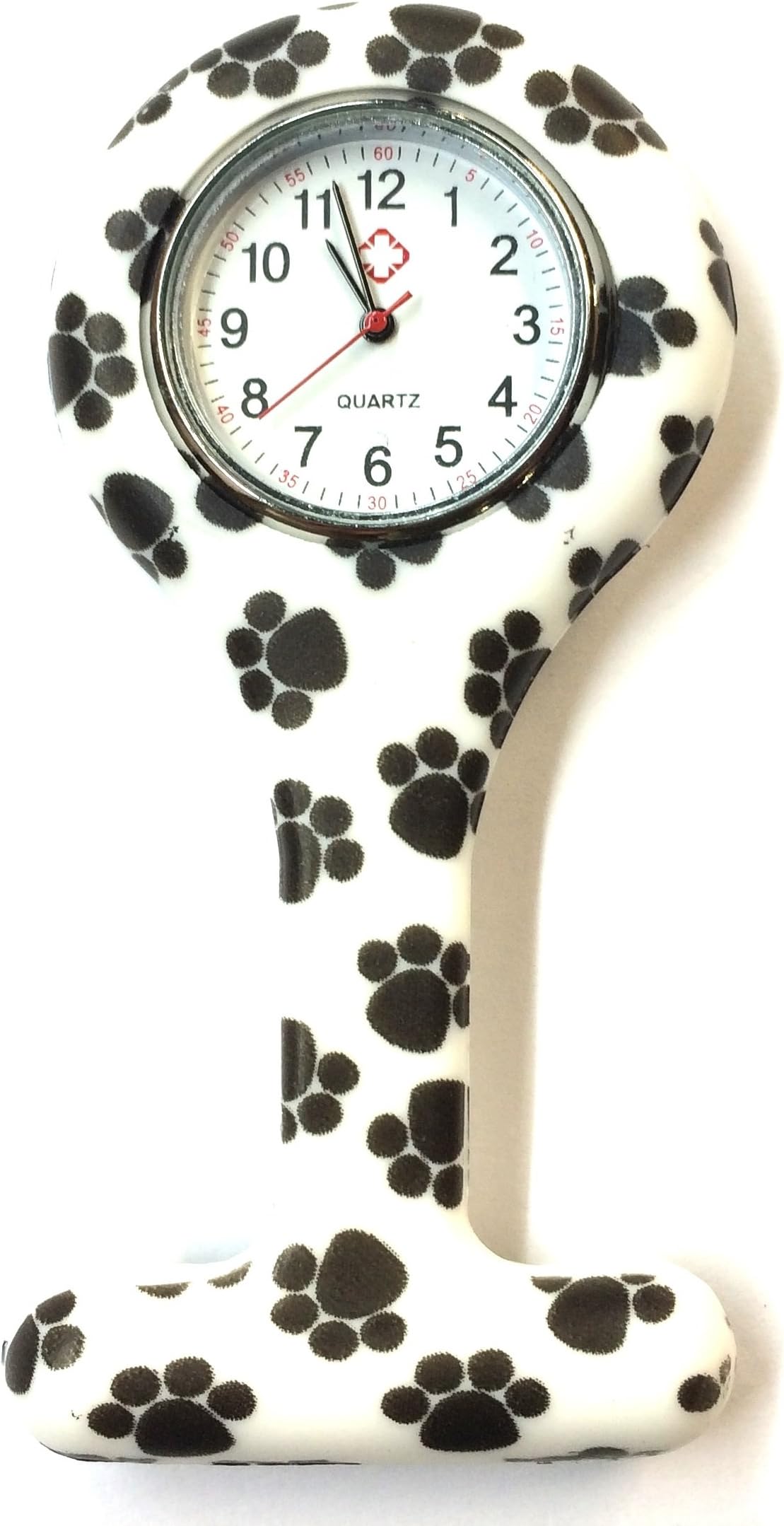 E FAST CE4 Silicone Gel Nurses Fob Watch Washable, Infection Free (Design Black & White PAW)