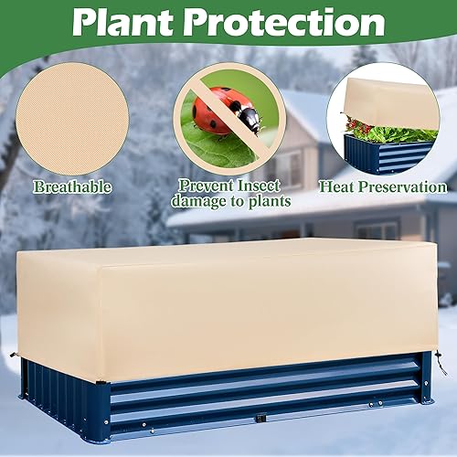 Miniatura 6 de Cubiertas para Plantas Protección contra Heladas Paquete de 2 con Cordón Elástico, 3.54 ozyd Manta contra Heladas para Clima Frío de Invierno