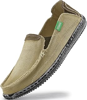 Mens Slip on Deck Shoes Casual Canvas Loafers Beach Boat Shoes Zero Drop Vintage Flat