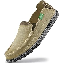 VILOCY Mens Slip on Deck Shoes Casual Canvas Loafers Beach Boat Shoes Zero Drop Vintage Flat