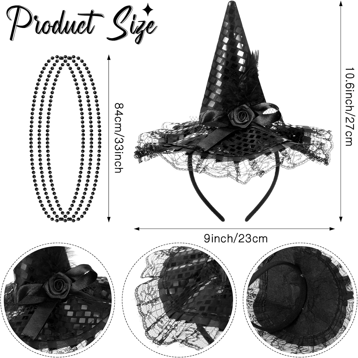 Halloween Witch Hat and Tutu Skirt Costume Set, Halloween Witch Sequins Headbands Tutu Skirt Black and White Striped Thigh High Socks for Women Halloween Cosplay Party