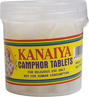 Camphor Tablets from India - 100 Grams - 32 Tablets - Kanaiya Brand by Marshal