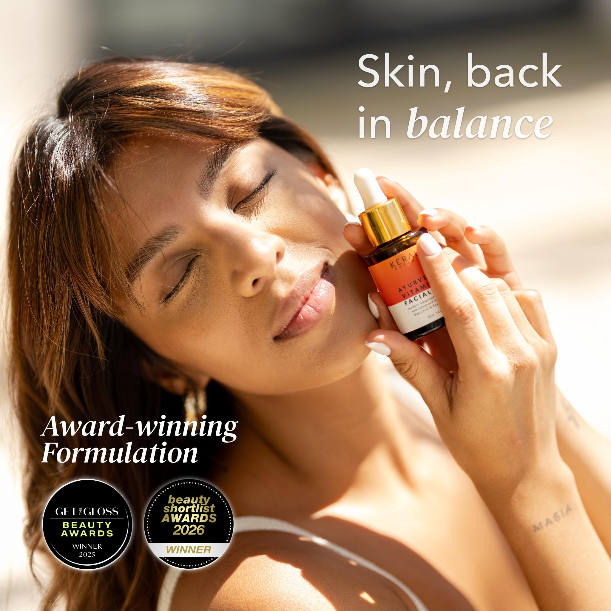 Aceite ayurvédico de vitamina C, suero de vitamina C iluminador de la piel con aceite de rosa mosqueta, ashwagandha, escualano, aceite facial hidratante - aceite facial no graso - aceite puro de
