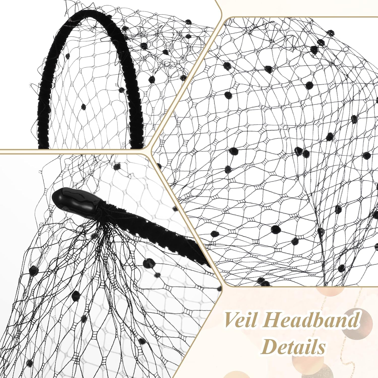 Birdcage Veil, Mesh Veil Headband with Lace Glove 1920s Retro Fascinator Hat Headpiece for Women