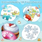 4 Packs 100 Pieces Puzzles for Children Aged 4-6-8-10 Years Doughnuts Insects Dalmatians Animals Large Puzzles Educational Toys for Older Adults