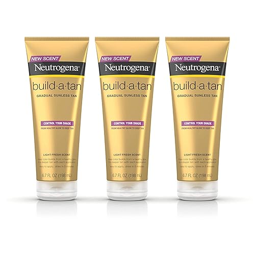 Neutrogena Build-A-Tan Loción bronceadora gradual sin sol, loción corporal ligera de secado rápido para interiores para un brillo saludable o